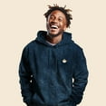 thumbnail image 3 of Dalix Cappuccino Embroidered Fleece Hoodie Mineral Wash Long Sleeve Sweatshirt Mens in Navy Blue XL X-Large, 3 of 5