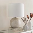 thumbnail image 2 of Boutique Rugs Brandvlei Modern Ceramic Bedside Table Lamp for Bedroom Nightstand - Contemporary End Side Lighting for Living Room - Shade Linen - White, Cream - 21" H, 2 of 15
