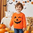 thumbnail image 2 of PatPat Halloween Clothes Toddler Boys Girls Sweatshirts Hoodies Pumpkin Face Kids Pullover Long Sleeve Graphic Tees, Orange, 5-6 Years, 2 of 11