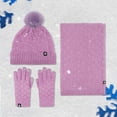thumbnail image 2 of Couples Winter Hat Scarf Gloves Set Warm Check Knit Pile Three Piece Outdoor Accessories for Cold Weather, 2 of 9