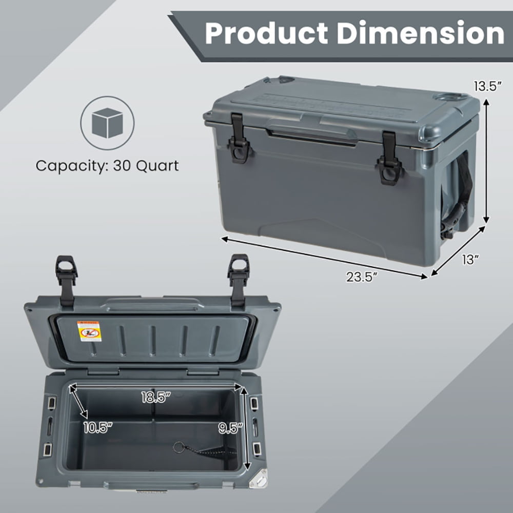 Aimee Lii Rotomolded Cooler with Integrated Cup Holders and Bottle Opener, Portable Water Cooler, Gray Aimee Lii Rotomolded Cooler with Integrated Cup Holders and Bottle Opener, Portable Water Cooler, Gray