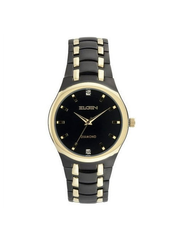 Elgin Adult Male Analog Watch in Black and Gold with Black Dial (FG8021)