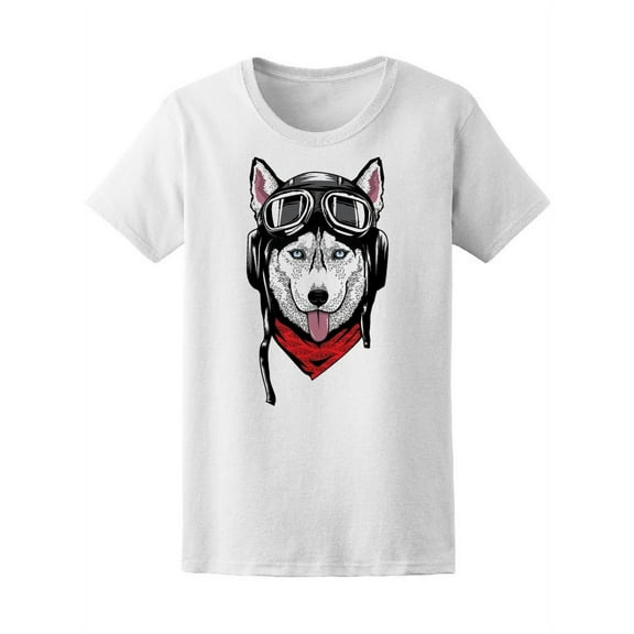 Siberian Husky With Helmet T-Shirt Women -Image by Shutterstock, Female Medium