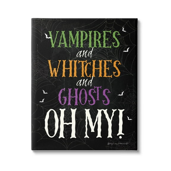 Stupell Industries Vampires Witches Ghosts Phrase Holiday Painting Gallery Wrapped Canvas Print Wall Art