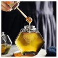 thumbnail image 2 of Honey Jar Clear Thick Glass Hexagon Shape with Wood Spoon and Cork Lid Syrup Dispenser, 2 of 4
