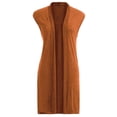 thumbnail image 5 of Xuanfei Women Solid Color Sleeveless Mid-Length Open Front Cardigan, 5 of 6