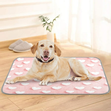 Pet Cooling Pad Foldable Self Cooling Mat Breathable Pet Cushion Sleep Pad for Dogs and Cats White Heart M