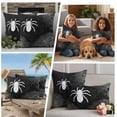 thumbnail image 5 of Halloween Outdoor Waterproof Pillow Covers, Spiders Spiderweb Retro Black White Lines Decorative Square Throw Pillowcase Sofa Cushion Sham for Patio/Couch/Chair, 24"x24" 2 Pack, 5 of 8