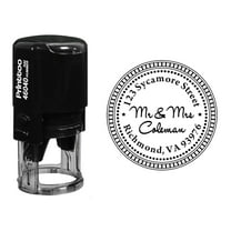 Printtoo Custom Round Mr Mrs Family Name Personalized Address Return Self Inking Rubber Stamp-Black