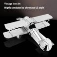 thumbnail image 3 of Biplane Aircraft Model, Vintage Iron Plane Model Collectible Airplane Desktop Decoration For Home Office Cafe Gallery, 3 of 7