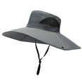 thumbnail image 1 of Sombrero de Pescador Extragrande de Verano para Hombre con Cuerda Cortavientos - Gorra de Ala Ancha con Protección Solar Upf para Pesca, Montañismo y Actividades Al Aire Libre, 1 of 2