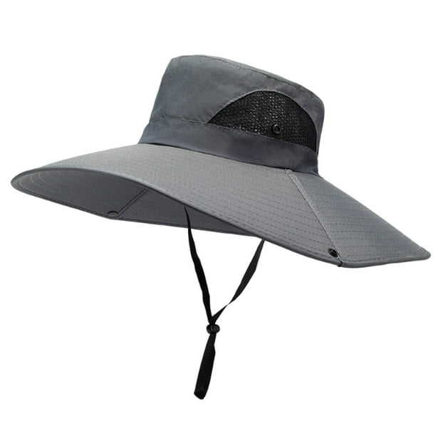 Sombrero De Sol Extragrande, Estilo Pescador, Resistente Al Viento, Ajustable Con Cuerda, Color Liso, Para Hombre, Ideal Para Actividades Al Aire Libre, Montaismo, Pesca Y Viajes., UKHBMC