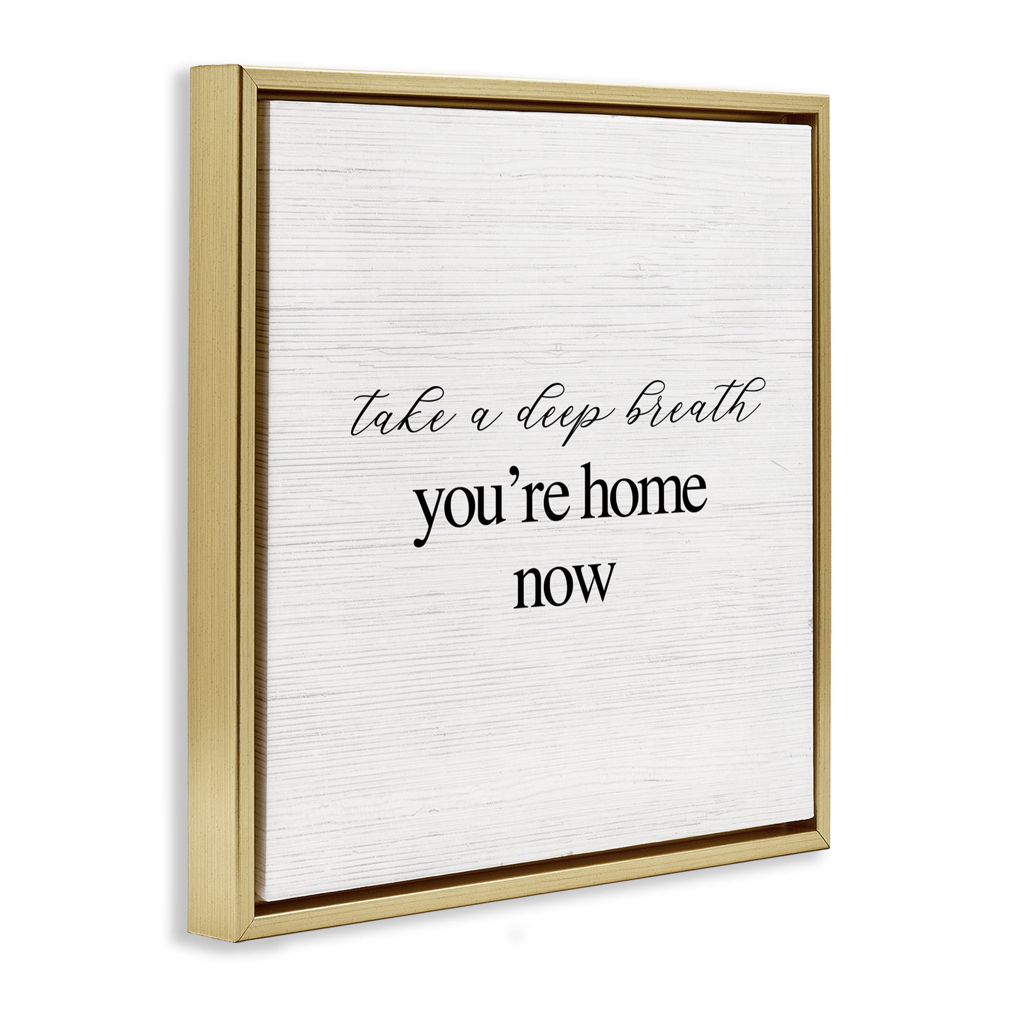 Stupell Industries Home Now Minimal Phrase Typography Painting Gold Floater Framed Canvas Art Print Wall Art, 18 x 18