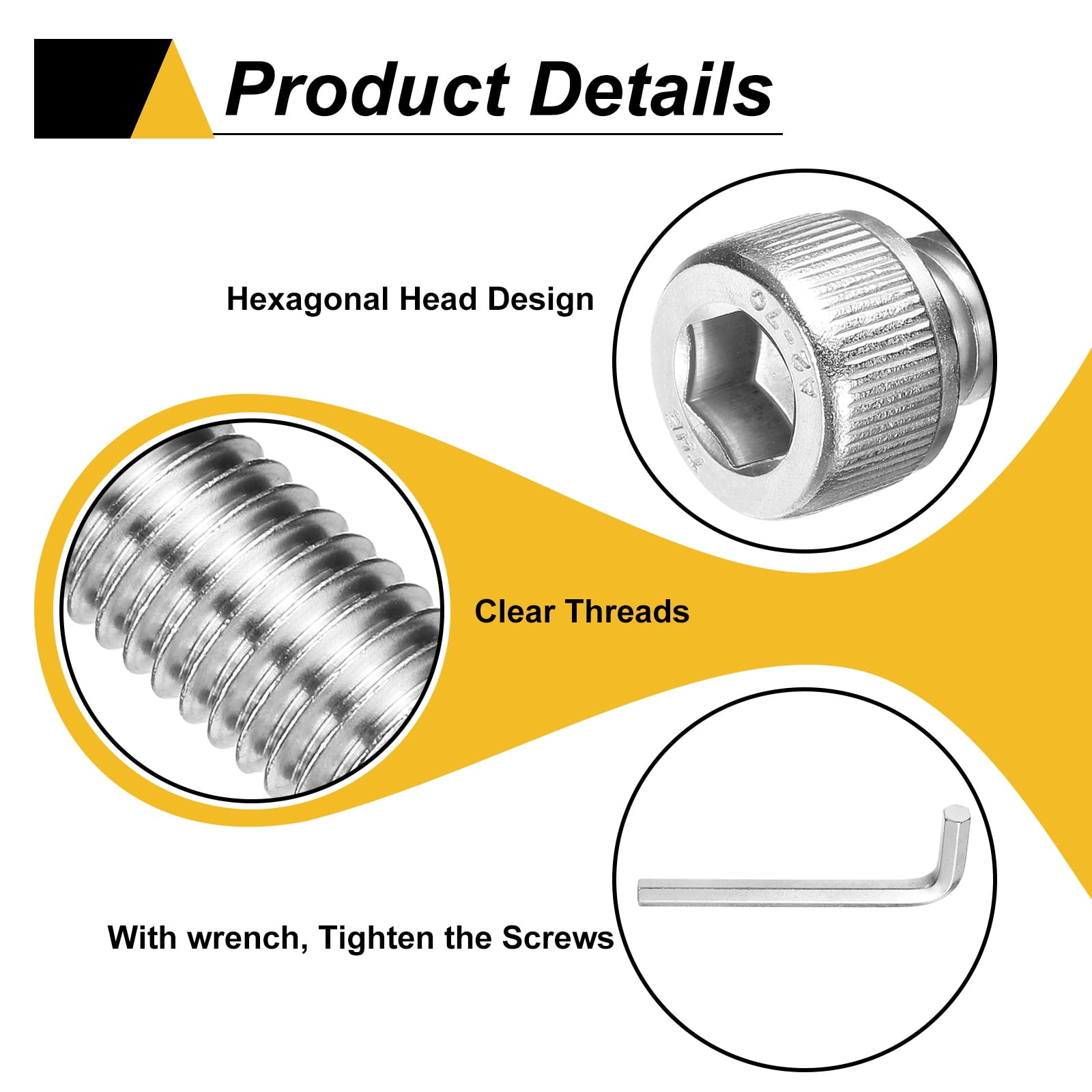 Uxcell 10 Pack Hex Socket Head Cap Screws Bolts, M10x35mm 304 Stainless Steel Socket Drive Machine Screws Bolts with Wrench, Full Threaded, Silver