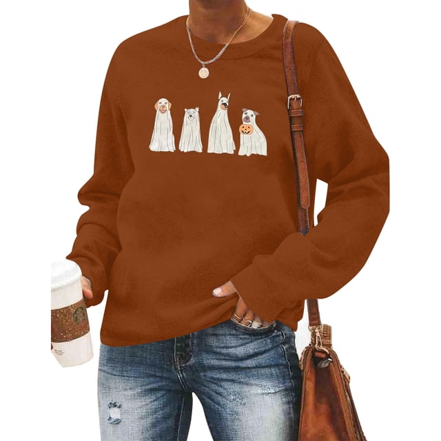 TINZ Chandail à Capuche Imprimé Chiot Animal Mode Décontractée Automne et Hiver Col Rond à Fermeture à Glissière pour Femmes