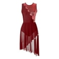 thumbnail image 4 of iEFiEL Womens Lyrical Modern Dance Dress Mesh High Low Skirt Gymnastics Ballerina Dancewear Burgundy M, 4 of 7