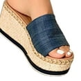 thumbnail image 2 of Pnellth Women Sandals Platform Wedge Footwear Open Toe Anti Skid Sandals for Daily Wear Blue, 2 of 5