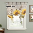 thumbnail image 2 of Farm Flowers Tie Up Curtains for Windows, Balloon Window Shades, Retro Sunflowers Barn Doors Butterfly Wood Board Kitchen Window Treatments Roll Up Curtain for Basement/Nursery 52"x45", 2 of 8
