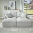thumbnail image 3 of MAYEERTY Compressible Corduroy Double Chaise Sofa, Modern Sectional Loveseat with Cup Holders for Living Room, 71*62*34"Light Grey, 3 of 16