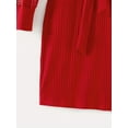thumbnail image 2 of Family Matching Red Lace Long-sleeve Spliced Rib Knit Belted Dresses And Sets, 2 of 8