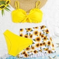 thumbnail image 5 of Avrnliq Girls 3 Piece Sunflower Print Tankini Swimsuit, Modest Ruffle Trim Skirted Bathing Suit with Adjustable Straps, Yellow, for 8-14 Years Tweens,Size 10-11 T, 5 of 9