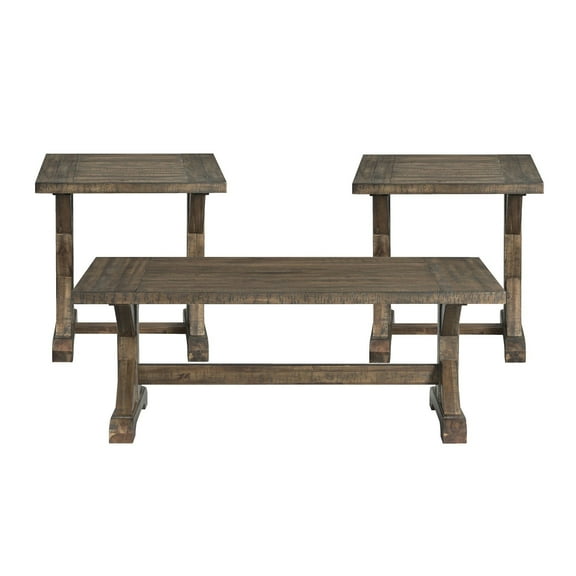 Picket House Furnishings Finn 3-Piece Accent Trestle Table Set in Dark Walnut