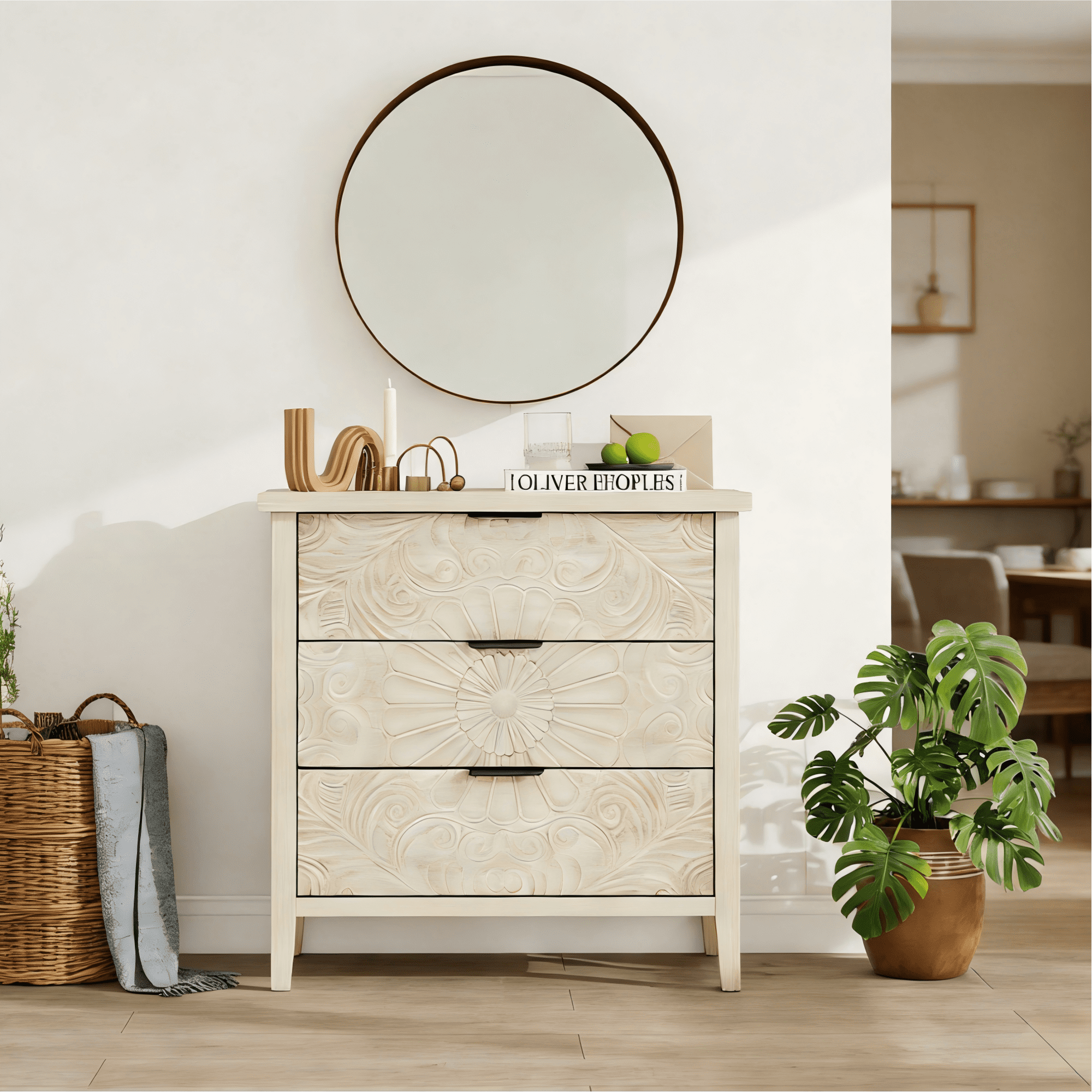 Gewnee 3 Drawer Cabinet, American Furniture, Suitable for Bedroom, Living Room, Study