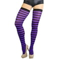thumbnail image 6 of ToBeInStyle Women's Horizontal Striped Thigh Highs - Black/Purple - One Size, 6 of 6