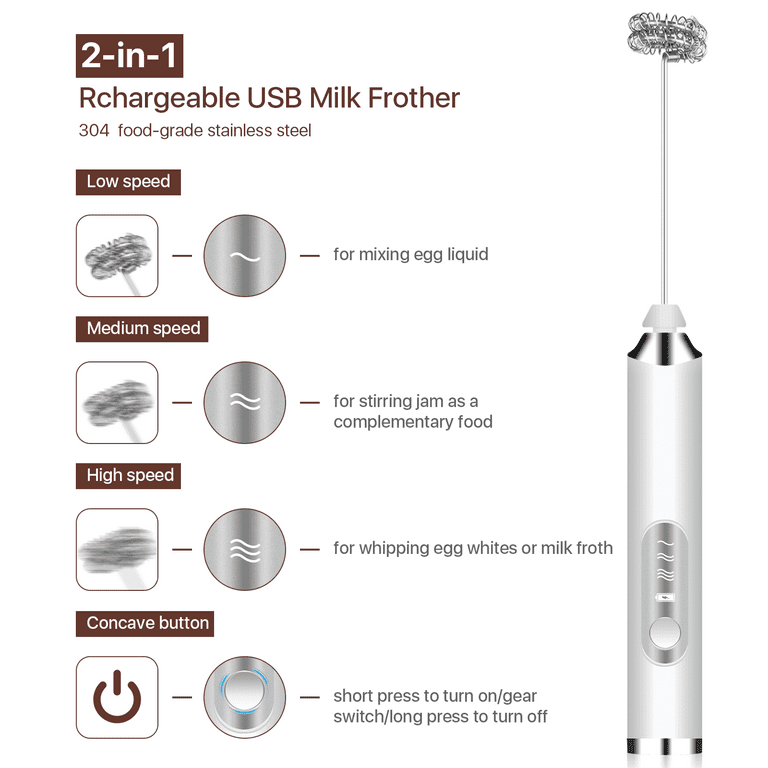 Online Top Seller 2023 Milk Frother Kitchen Gadgets Stainless Steel  Electric Milk Frother Handheld USB Rechargeable With Stand