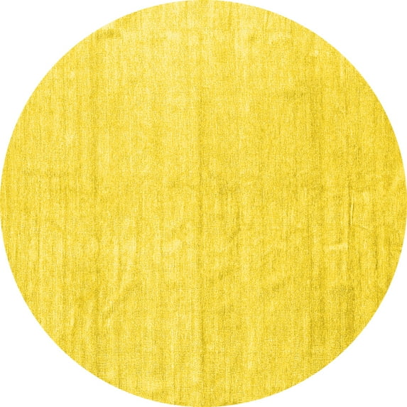 Ahgly Company Machine Washable Indoor Round Solid Yellow Modern Area Rugs, 8' Round