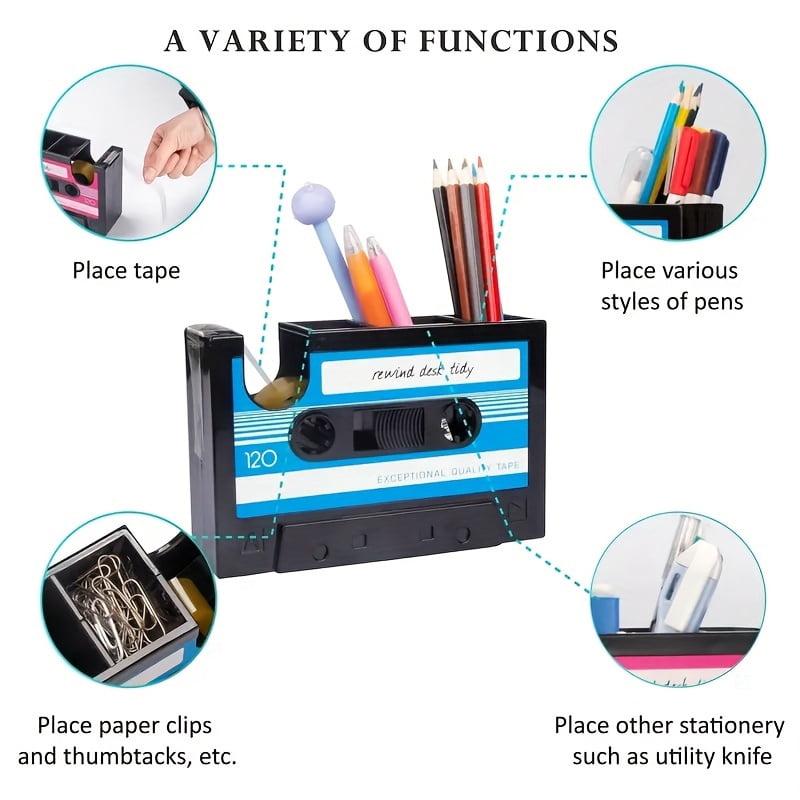 A Tape Dispenser with a Pen Holder, Vintage Cassette Tape Dispenser. Accessories Not Included