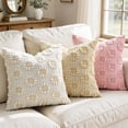 thumbnail image 2 of Sunflower Throw Pillow Cover Plush Embroidered Decorative Pillow Case 18 X 18 Inch Soft Textured Cushion Sham for Spring Summer Home Couch Sofa Bedroom Decor Beige 1 Pack, 2 of 5