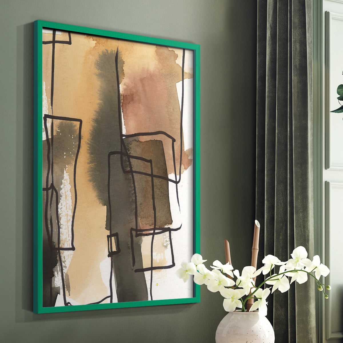 Retro Vibe III in Green Solid Wood 8 x 10 Framed Print