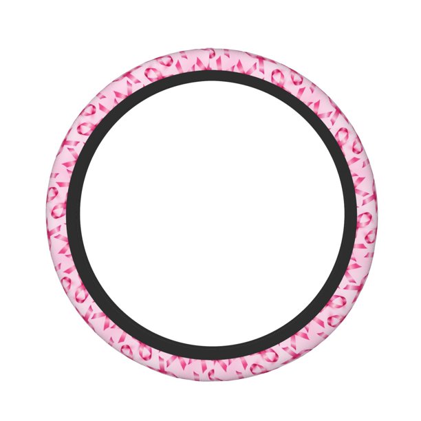 Fotbe Breast Cancer Ribbons Awareness Funda para Volante Universal de 15 pulgadas, Accesorios para Auto para Hombre y Mujer, Protector de Volante Cómodo para SUV y Sedán