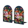 thumbnail image 2 of Picia Summer Birds and Flowers Pattern Wood Bookends for Shelves,Non-slip Bookends, Heavy Duty Wooden Bookend Support,1 Pair, 2 of 8