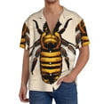 thumbnail image 7 of Lsque Honey Bee print Men's Cuban Collar Short Sleeve Shirt Summer Beachwear Casual Button Down Fashionable Vacation Leisure Shirt-XX-Large, 7 of 7