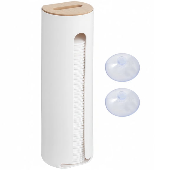 Cotton Pad Holder with Suction Cups, No Drilling Cotton Rounds Wall Dispenser, Face Pads Organizer for Bathroom Tile Wall Mirror, Storage Container for Trash Bags Disposable Shoe Covers