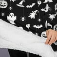 thumbnail image 3 of Oversized Wearable Blanket Hoodie,Black Halloween Ghost Pumpkin Pattern Sherpa Blanket Hoodie with Super Pockets,Super Warm Fuzzy Pullover for Women & Men, 3 of 6