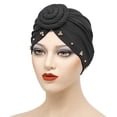 thumbnail image 2 of Women Knotted Turban Hat African Turban Beanie Pre-Tied Bonnet Cap Headwrap, 2 of 5