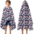 thumbnail image 3 of Dark Purple Cartoon Unicorn Flower Pattern Hooded Bath Towel，50"x30" for Ages 3 To 12 Kids, Quick Dry Lightweight Soft Microfiber Hood Beach Towel Cover Up for Kids, 3 of 7