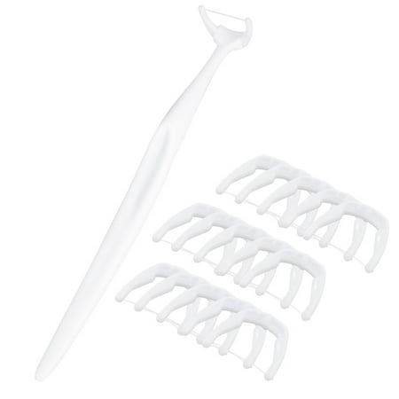 Dental Floss Picks 1 Holder & 20pcs Refill Inter-dental Brush Teeth Stick Toothpick Flosser for Oral Deep