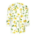 thumbnail image 6 of JTZGDY Tunic Tops for Women to Wear with Leggings Loose Fit Casual Floral Printed Summer V Neck Graphic T-Shirts Trendy Flowy Cotton Blouses Yellow#02 L, 6 of 7