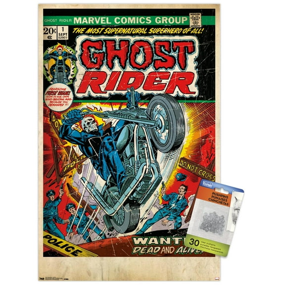 Marvel Comics - Ghost Rider - Cover #1 Wall Poster with Push Pins, 14.725" x 22.375"