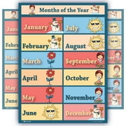 Learning months of year chart LAMINATED educational seasons poster for children schools, classrooms, nursery kindergarten wall chart teaching weather chart toddlers