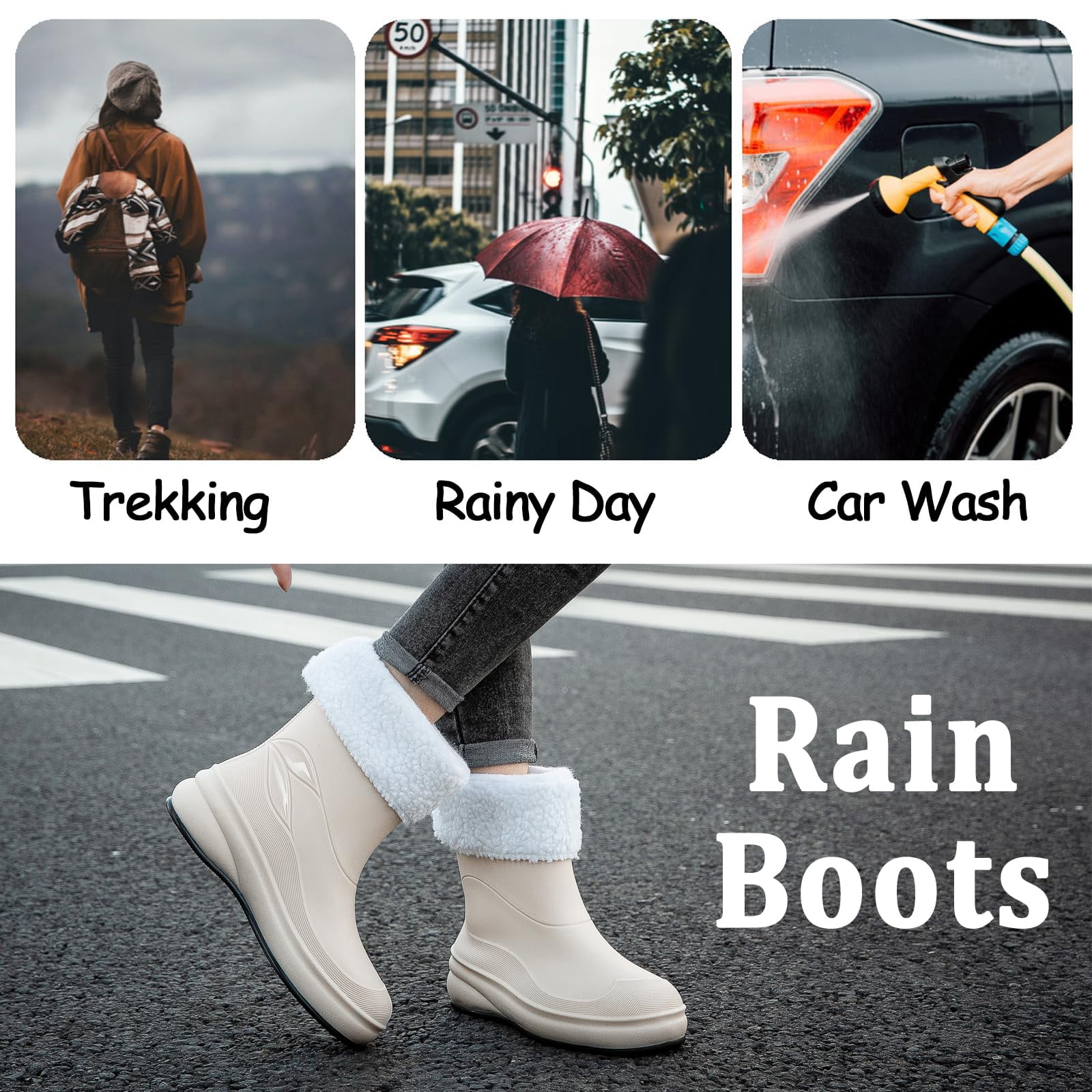 AUXDIQ Rain Shoes Women Men Mid-calf Boots Waterproof Rain Boots Outdoor Garden Shoes