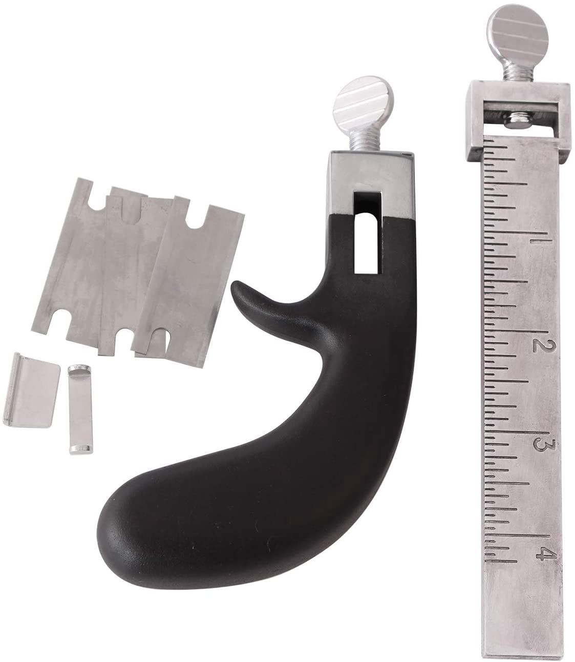 ABPETE Aluminum Alloy Strip and Strap Leather Belt Cutter Leather Hand Cutting Tool with 3 Blades