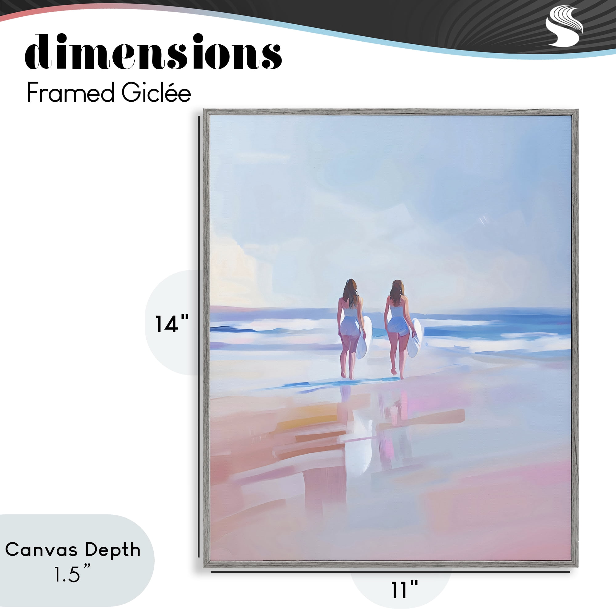 Stupell Industries Heading To Surf at Dawn Gray Framed Giclee Art, design by The Prints Vibe