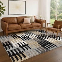 Addison Rugs Chantille Indoor/Outdoor Transitional Geometric Black Machine Washable Rectangle Rug, 10' x 14'