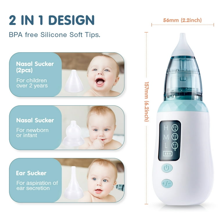 Buy bubbacare Nasal Aspirator, Baby Nose Cleaner Electric with 3 Suction  Levels, Ear Wax Remover with 4 Reusable Snot Sucker Nozzles for Infants &  Toddlers, White#02534 Online at desertcartINDIA
