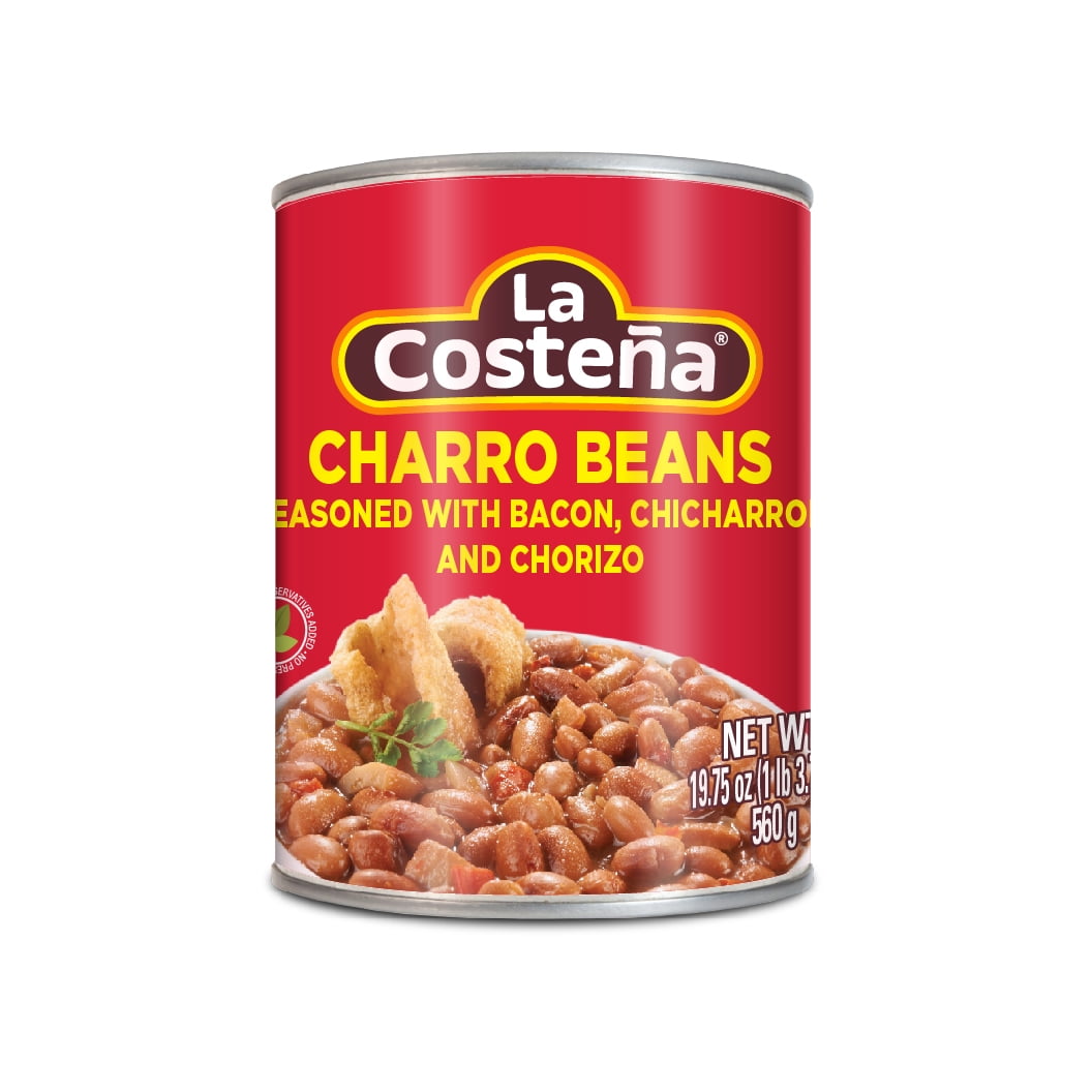 (12 pack) La Costeña Canned Charro Beans with Bacon and Chorizo, 20 oz